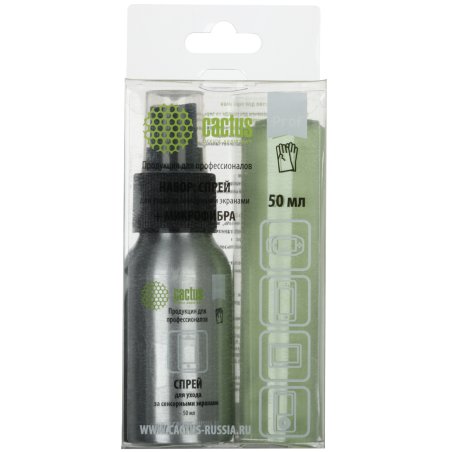 Чистящий набор (салфетки + спрей) Cactus CSP-S3001AL для экранов и оптики 1шт 25х25см 50мл