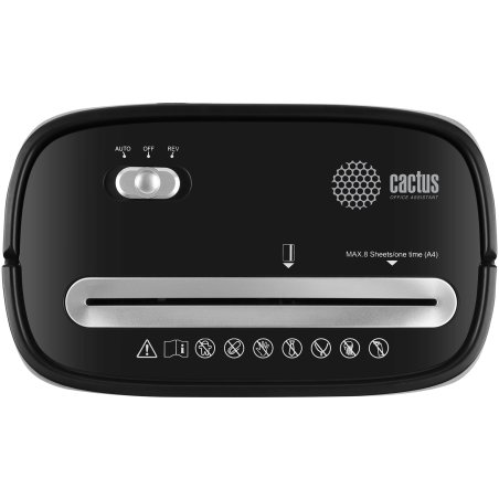 Шредер Cactus CS-SH-P4 черный (секр.P-4) фрагменты 8лист. 15лтр. скрепки скобы пл.карты