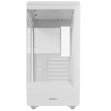 Компьютерный корпус Ginzzu GL 185 белый боковая дверца закаленное стекло на петлях на магнитах