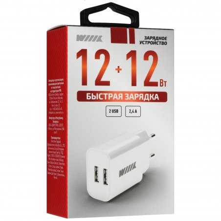 Сетевое зарядное устройство Wiiix UNN-4-1-01-QC-W 18W 3A (QC) USB универсальное белый
