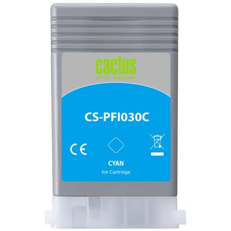 Картридж струйный Cactus CS-PFI030C PFI-030C голубой (55мл) для Canon imagePROGRAF TA-20/30