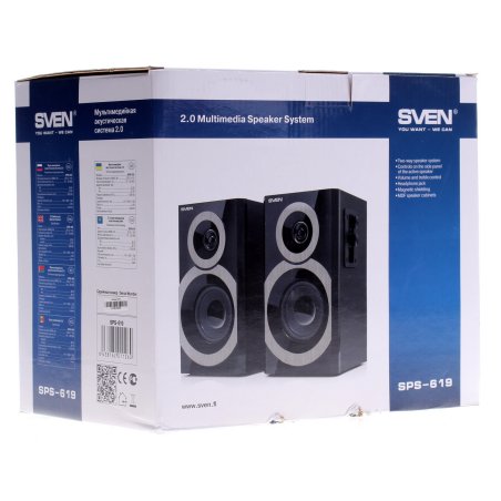 Акустическая система Sven SPS-619 2.0 черный 20Вт