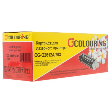 Картридж лазерный Colouring CG-Q2612A/703 черный (2000 стр.) для HP LJ 1010/1012/1015/3015/3020/3030/1020/1022/3050/3052/3055/M1005/M1005MFP/M1319/M1319MFP Series Canon LBP 2900/3000 PREMIUM