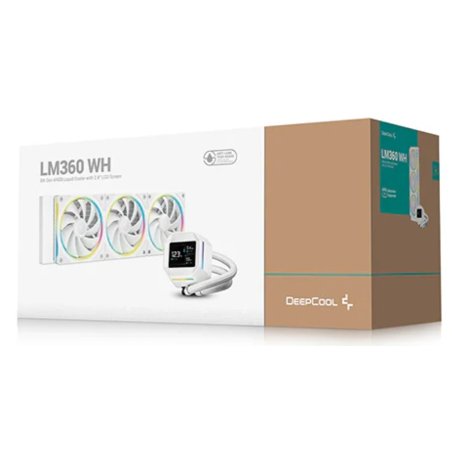 Система водяного охлаждения Deepcool LM360 WH ARGb Soc-AM5/AM4/1200/1700/1851 белый 4-pin 19-36dB Al LCD 250W 1729gr Ret (R-LM360-WHDMMC-1)