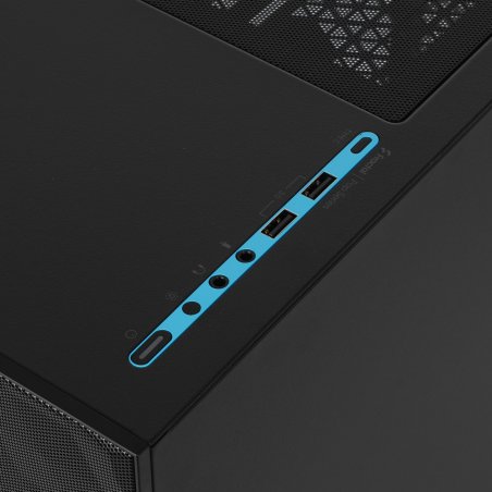 Компьютерный корпус без блока питания Fractal Design Pop Air RGb Cyan Core TG Clear Tint, Midi-Tower, 3x120мм RGb, 2xUSB-A 3.2 ATX, mATX, mITX черный/циан