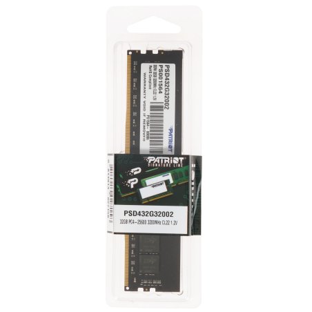 Оперативная память Patriot Signature, DDR4, 32Gb (1x32 Gb), 3200 MHz, CL22, DIMM