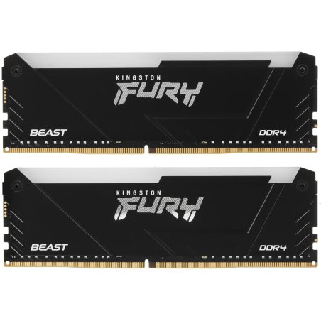 Оперативная память Kingston Fury Beast, DDR4, 16Gb (2x8Gb), 3200MHz, CL16, DIMM, с радиатором, RGb, черный