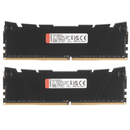 Оперативная память Kingston Fury Renegade, DDR4, 16Gb (2x8Gb), 3200MHz, CL16, DIMM, с радиатором, серый/черный