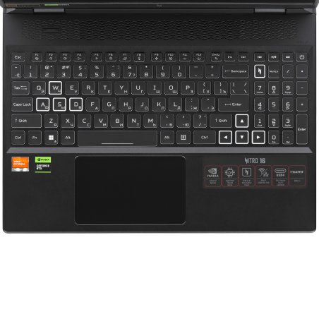 Ноутбук Acer Nitro V 16 ANV16-42-R96P Ryzen 7 260 16Gb SSD 512Gb NVIDIA GeForce RTX 5050 8Gb 16" IPS WQXGA (2560x1600) Windows 11 черный WiFi BT Cam (NH.U2NAA.003)