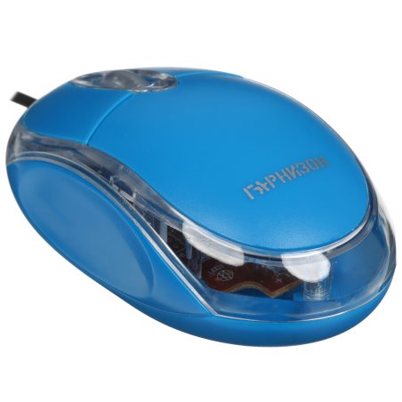 Мышь проводная Гарнизон GM-100B синий, 1000 dpi, USB, кнопки - 3