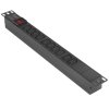Блок розеток горизонтальный ExeGate ServerPro PDU-19H001 Al-10С13-C14-SW, 1U, Алюминий, 10 IEC 320 C13, С14, выкл. с подсветкой, черный