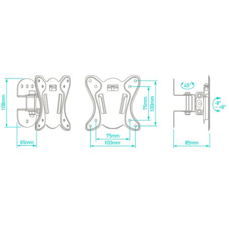 Кронштейн ONKRON NP13 для телевизора 10"-32" наклонно-поворотный, черный