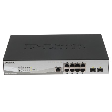 Коммутатор D-Link DGS-1210-10P/ME/B1A Управляемый 2 уровня с 8 портами 10/100/1000Base-T с поддержкой PoE и 2 портами 1000Base-X SFP