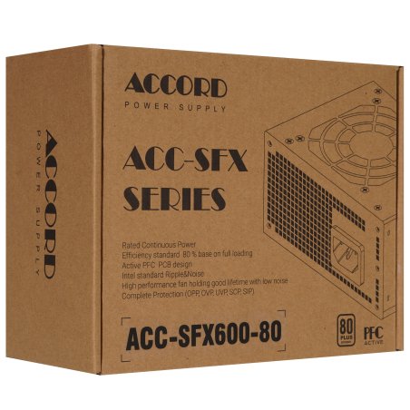 Блок питания Accord ACC-SFX600-80, 600Вт, 80мм,черный