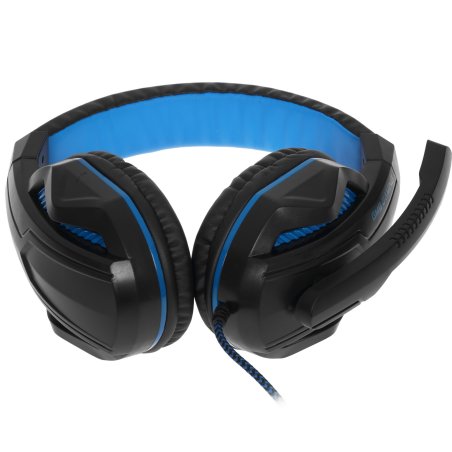 Гарнитура игровая Gembird MHS-G215, код "Printbar", черный/синий, регулировка громкости, кабель 2м