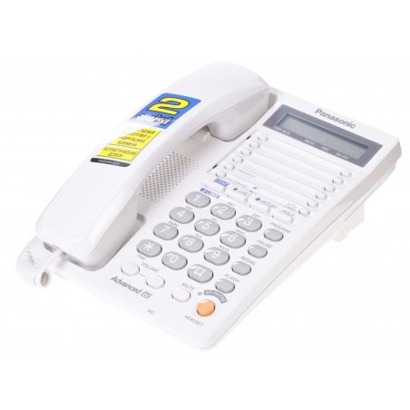 Телефон проводной Panasonic KX-TS2368RUW белый 2 линии, конференц-связь, спикер., 30 номеров памяти, ЖКД, Flash, часы