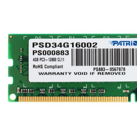 Оперативная память Patriot Signature PSD34G16002, DDR3, 4GB (1x4 GB), 1600 MHz, CL11