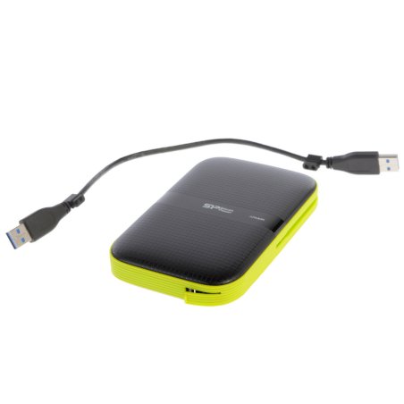Внешний HDD 2.5" Silicon Power Armor A60, 1TB, USB 3.2 Gen 1 Type-A, 5400 rpm, черно-лаймовый