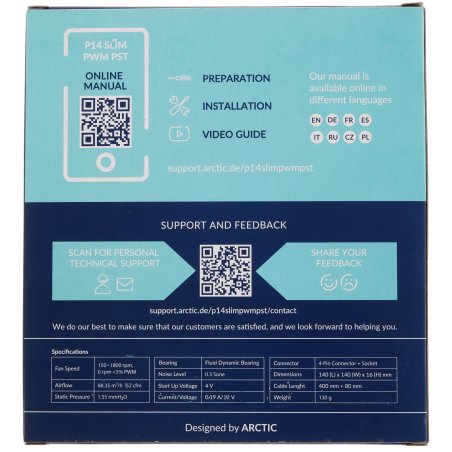 Вентилятор для корпуса ARCTIC P8 SLIM PWM PST Black (ACFAN00295A) черный 80мм 3000rpm 4-pin