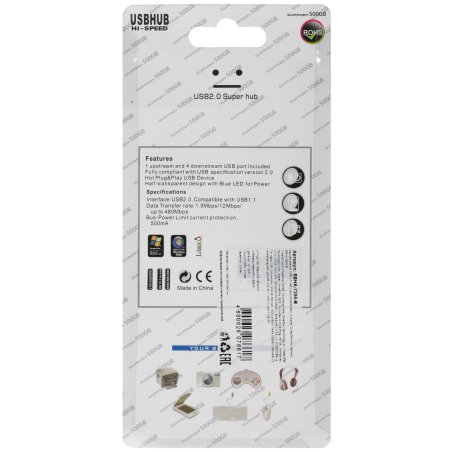 USB-хаб Smartbuy (SBHA-7204-B) USB 2.0 хаб 4 порта, черный