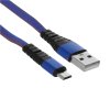 Кабель Rexant USB-microUSB 1 м, плоский провод, синяя джинсовая оплетка