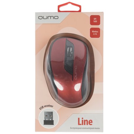 Мышь беспроводная Qumo Office Line M63 серый, 1600 dpi, радиоканал, USB, кнопки - 6