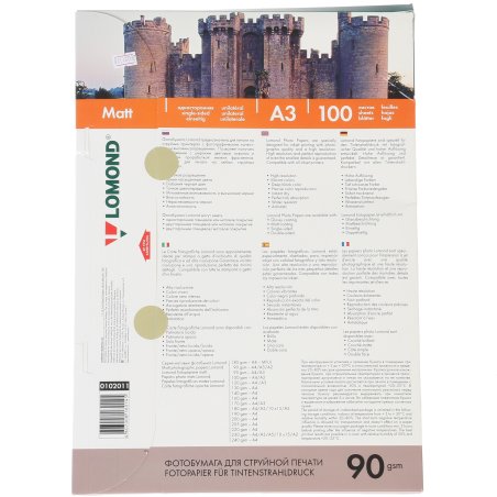 Фотобумага Lomond односторонняя матовая, 90г/м2,A3 (29,7X42)/100л. для струйной печати