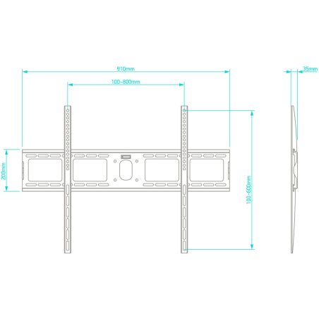 Кронштейн ONKRON UF4 55"-100" макс. 800x600, наклон 0º, поворот 0º, от стены 35мм, вес до 75кг, черный
