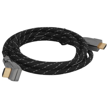 Кабель HDMI Wize WAVC-HDMIRA-2M 2 м., v.2.0b, 19M/19M, 4K/60 Hz 4:4:4, 26 AWG, HDCP 1.4, HDCP 2.2, Ethernet, позол.угловой разъем, экран, черный, пакет