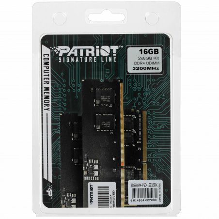 Оперативная память Patriot Signature, DDR4, 16GB (2x8 GB), 3200 MHz, CL22, DIMM