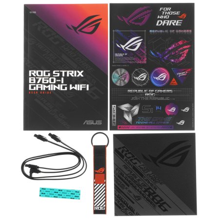 Материнская плата ASUS ROG STRIX B760-I GAMING WIFI, LGA 1700, Intel B760, 2xDDR5, 4xSATA, 2xM.2, 1xPCIe 5.0 x16, 1xHDMI, 1xDP, 1x 2.5Gb LAN, 3xUSB-A 2.0, 3xUSB-A 3.2 Gen 1, 1xUSB-C 3.2 Gen 1, 1xUSB-C 3.2 Gen 2x2, 5x3.5 мм, 7.1, Mini-ITX