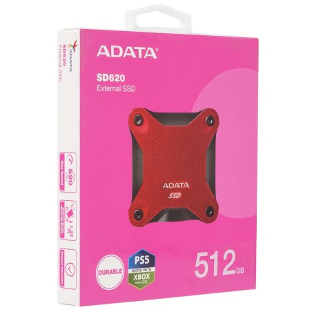 Внешний SSD ADATA SD620, 512 Gb, USB 3.2 Gen 2 Type-A, R/W 520/460, красный