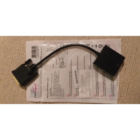 Переходник DVI-D-VGA Cablexpert A-DVID-VGAF-01, 25M/15F, длина кабеля 0,2м, черный, пакет