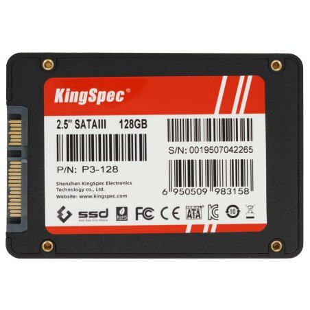 Накопитель SSD KingSpec P3-128, 128Gb, SATA, 2.5", R/W 570/500