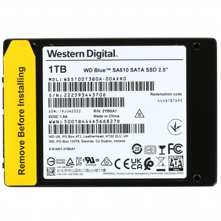 Накопитель SSD WD Blue SA510 1Tb, SATA III, 2.5", R/W 560/520
