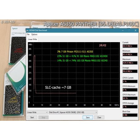Накопитель SSD Apacer AS340X, 240Gb, 2.5", SATA III, R/W 550/520