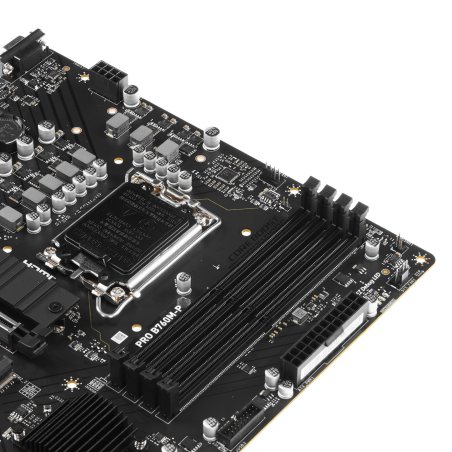 Материнская плата MSI PRO B760M-P DDR4, LGA 1700, Intel B760, 4xDDR4, 4xSATA, 2xM.2, 1xPCIe 4.0 x16, 2xPCIe 3.0 x1, 1xHDMI, 1xDP, 1xVGA, 1x1Gb LAN, 4xUSB-A 2.0, 1xUSB-A 3.2 Gen 1, 1xUSB-C 3.2 Gen 2, 3x3.5 мм, 7.1, mATX