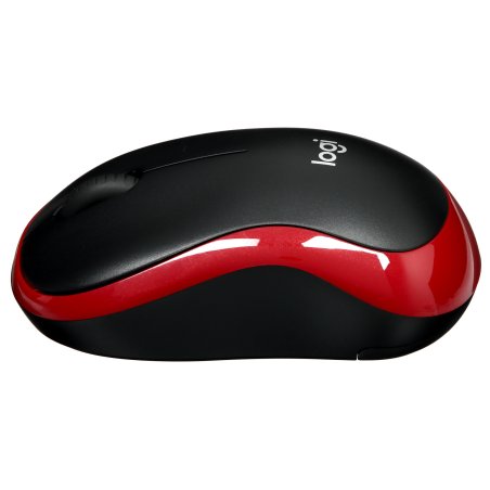 Мышь беспроводная Logitech M186 черный/красный, 1000 dpi, радиоканал, USB, кнопки - 3