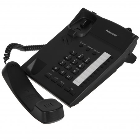 Телефон проводной Panasonic KX-TS2382RUB черный индикатор вызова,повторный набор последнего номера,4 уровня громкости звонка