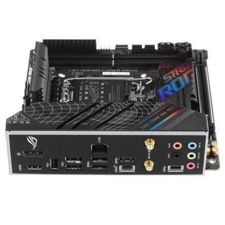 Материнская плата ASUS ROG STRIX B760-I GAMING WIFI, LGA 1700, Intel B760, 2xDDR5, 4xSATA, 2xM.2, 1xPCIe 5.0 x16, 1xHDMI, 1xDP, 1x 2.5Gb LAN, 3xUSB-A 2.0, 3xUSB-A 3.2 Gen 1, 1xUSB-C 3.2 Gen 1, 1xUSB-C 3.2 Gen 2x2, 5x3.5 мм, 7.1, Mini-ITX