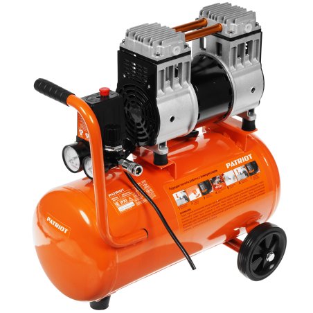 Компрессор Patriot поршневой безмасляный WO 24-220, 200 л/мин, 8 бар, 1250 Вт, 24 л, быстросъемный 1/4"