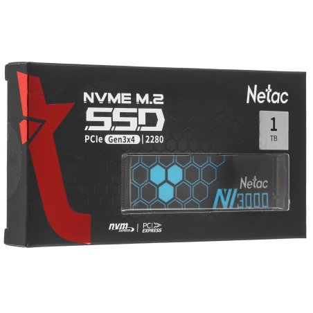 Накопитель SSD Netac NV3000, 1Tb, PCIe 3.0 x4, M.2 2280, NVMe, R/W 3100/2100