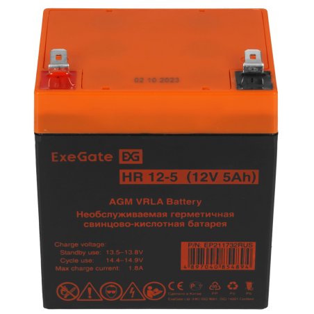 Батарея ExeGate EP211732RUS HR 12-5/EXG1250 (12V 5Ah 1221W), клеммы F2