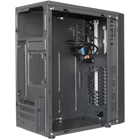 Компьютерный корпус Minitower ExeGate mEVO-9301 Black-RGb light, ATX, (700NPX), с окном, 2*USB+1*USB 3.0, HD Audio