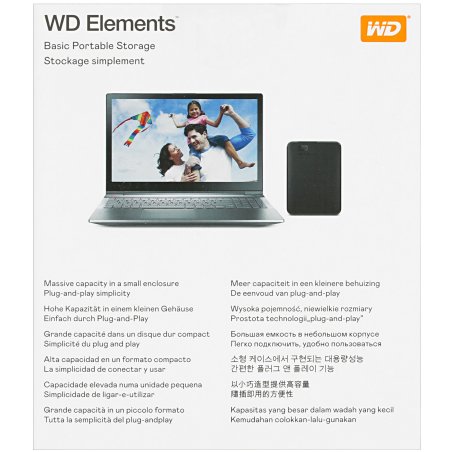 Внешний HDD 2.5" Western Digital Elements Portable, 4TB, USB 3.2 Gen 1 Type-A, 5400 rpm, черный