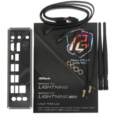 Материнская плата ASRock B650M PG Lightning, AM5, AMD B650, 4xDDR5, 4xSATA, 3xM.2, 1xPCIe 3.0 x16, 1xPCIe 4.0 x16, DisplayPort, HDMI, 1x2.5Gb LAN, USB Type-C, 3x3.5 мм, 7.1, microATX