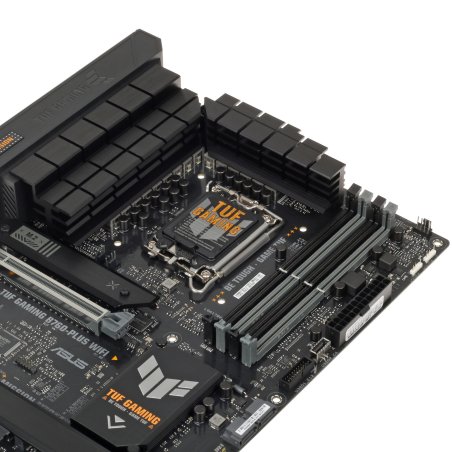 Материнская плата ASUS TUF GAMING B760-PLUS WIFI, LGA 1700, Intel B760, 4xDDR5, 4xSATA, 3xM.2, 1xPCI-E 5.0 x16, 1xPCI-E 3.0 x4, 1xUSB-A 3.2 Gen 2, 3xUSB-A 3.2 Gen 1, 1xUSB-C 3.2 Gen 2x2, 1x2.5Gb LAN, 5x3.5 мм, 7.1, Wi-Fi 6, Bluetooth 5.2, Standard-ATX