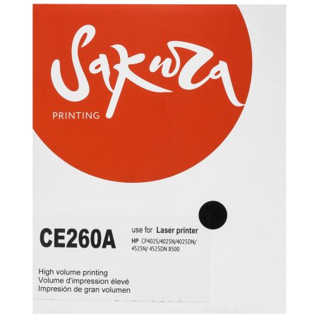 Картридж лазерный Sakura CE260A для HP Color LaserJet CP4020/4025/4520/4525, черный, 8500 к.