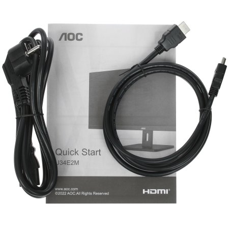 Монитор 34" AOC U34E2M VA 3440x1440, 100 Гц, 4 мс, 21:9, 300 кд/м2, 2xHDMI, 1xDP, 1x3.5 мм, черный