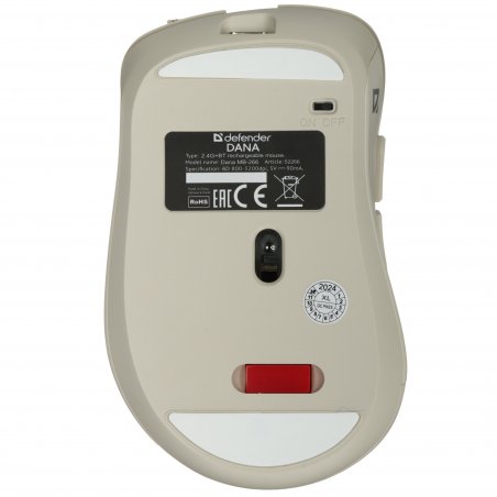 Мышь беспроводная Defender Dana MB-266 светло-серый, 3200 dpi, радиоканал, Bluetooth, USB, кнопки - 6